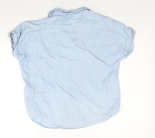 Womens UK Size XS H&M Blue Basic Button-Up