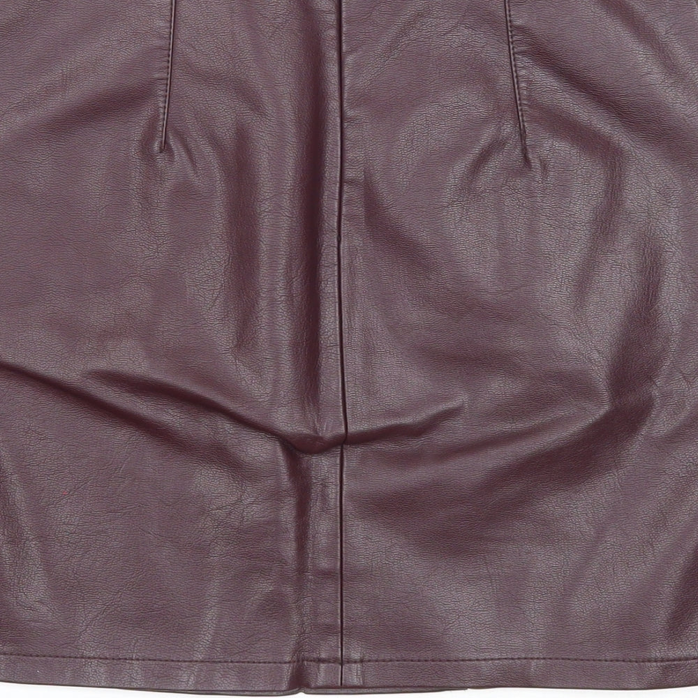 New Look Womens Purple Viscose A-Line Skirt Size 6 Zip