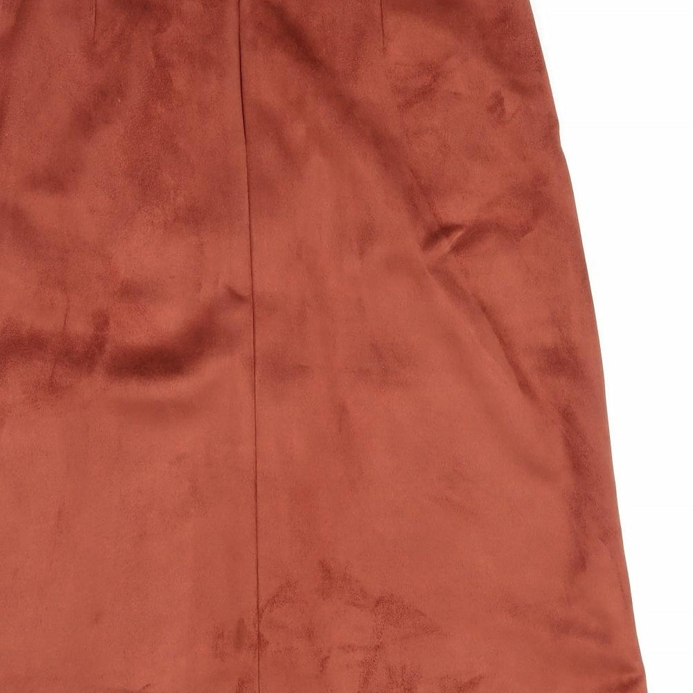 NEXT Womens Brown Polyester A-Line Skirt Size 6 Zip