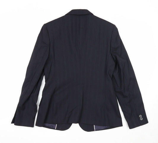 NEXT Womens Blue Striped Wool Jacket Blazer Size 8