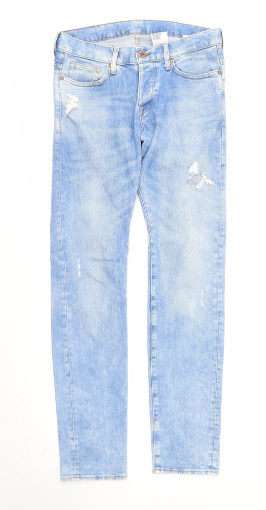 Mens UK Size 29 in &denim Regular Fit Straight Blue Jeans