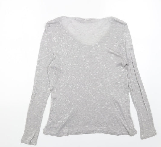 George Womens Silver V-Neck Acrylic Pullover Jumper Size 12