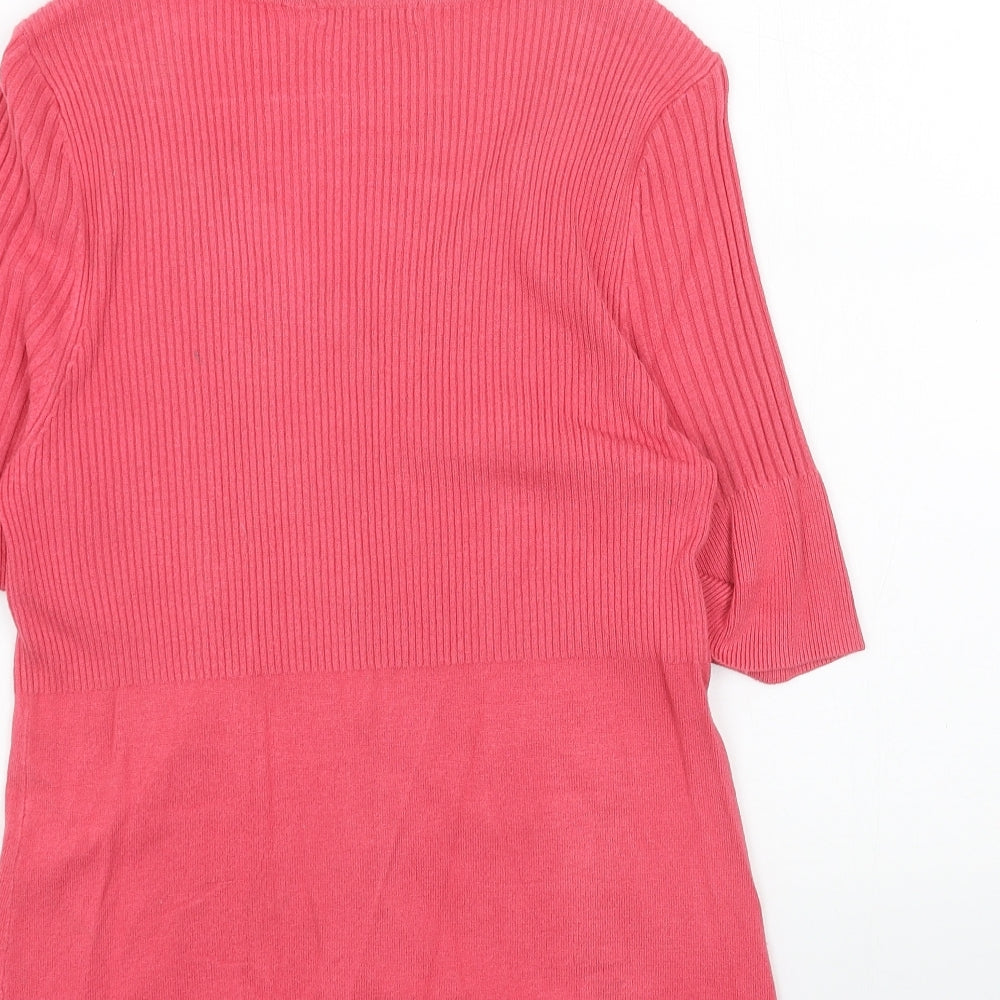 George Womens Pink Scoop Neck Acrylic Cardigan Jumper Size 12