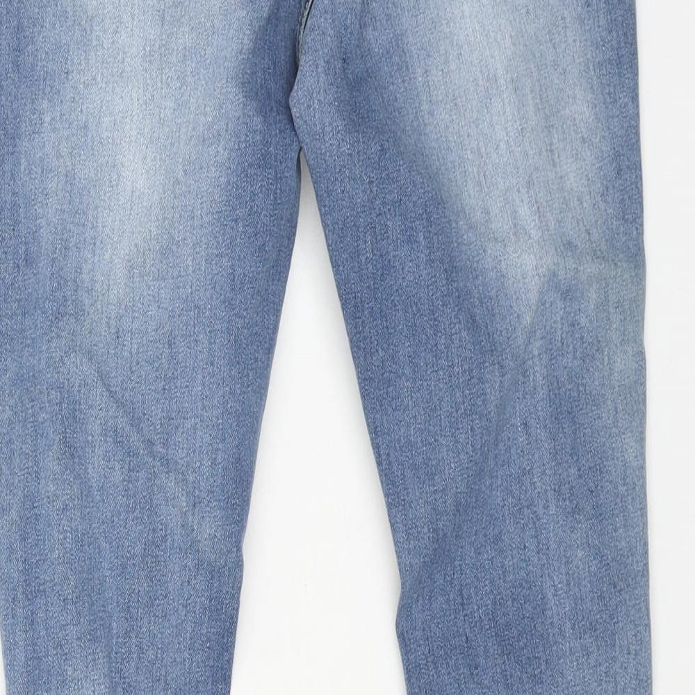 selfie 22 Womens Blue Cotton Straight Jeans Size 6 L28 in Regular Button - Distressed