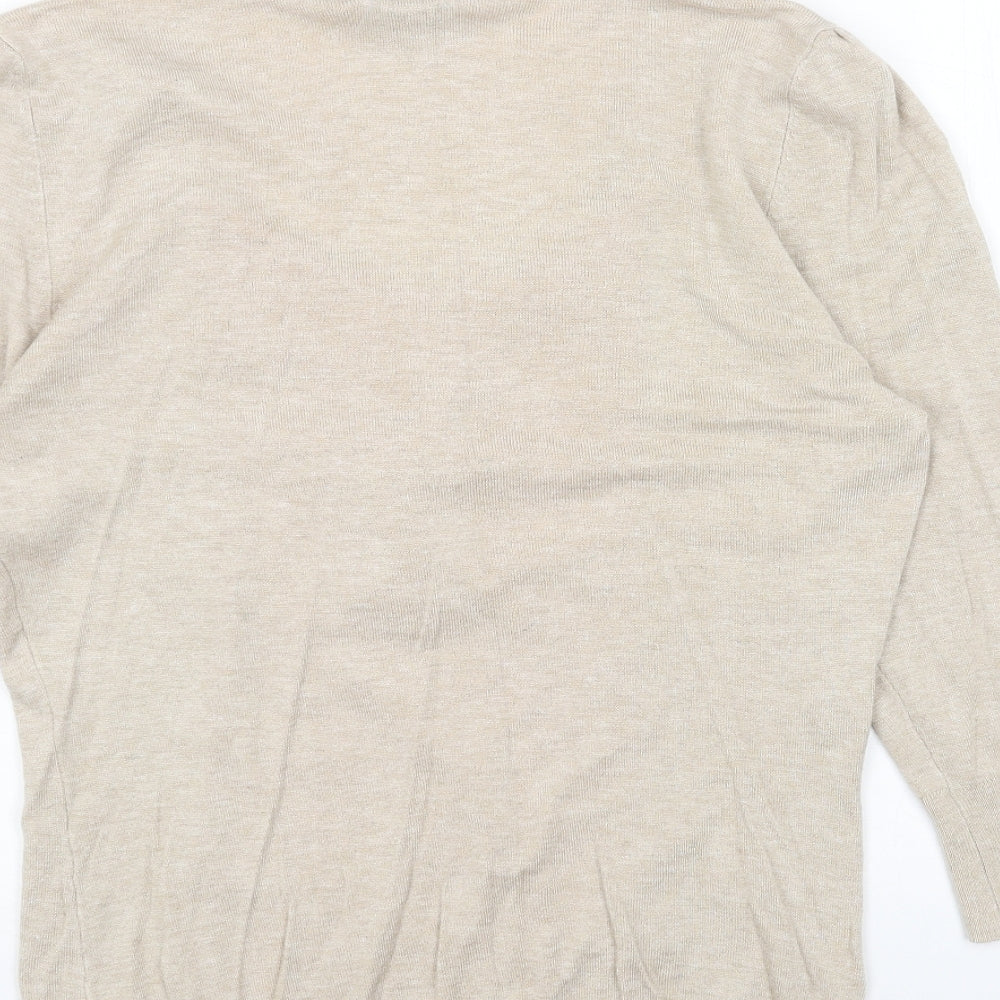 F&F Womens Beige Scoop Neck Acrylic Pullover Jumper Size 12
