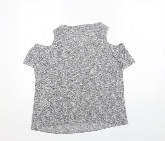 New Look Womens Grey Scoop Neck Acrylic Pullover Jumper Size 12 - Cold Shoulder