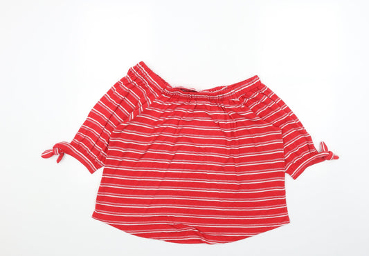 Womens UK Size 16 Papaya Red Basic Blouse