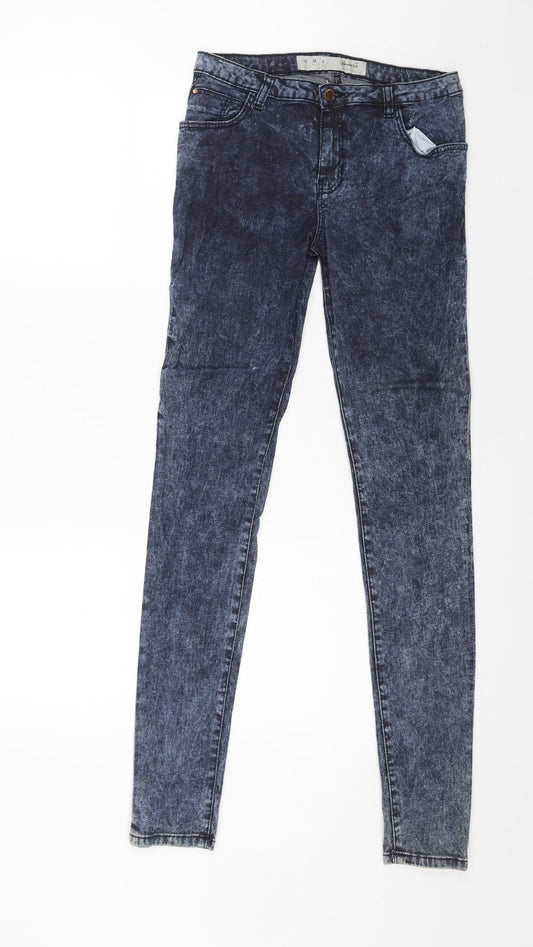 Denim & Co. Womens Blue Cotton Skinny Jeans Size 10 L31 in Regular Button