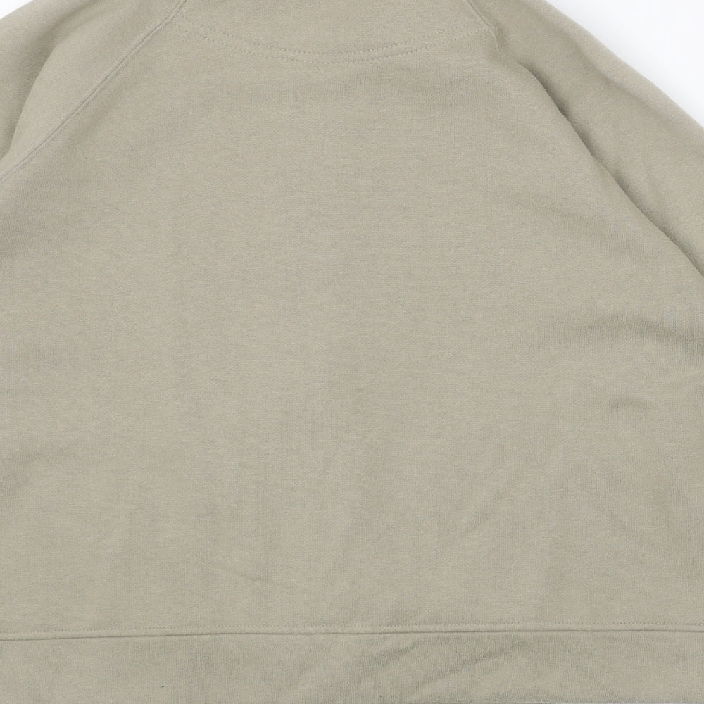 Brand and care label for Roman Originals women’s green polyester full zip sweatshirt, size M, zip