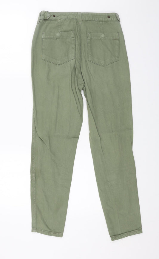 Topshop Womens Green Cotton Straight Jeans Size 8 L26 in Regular Button