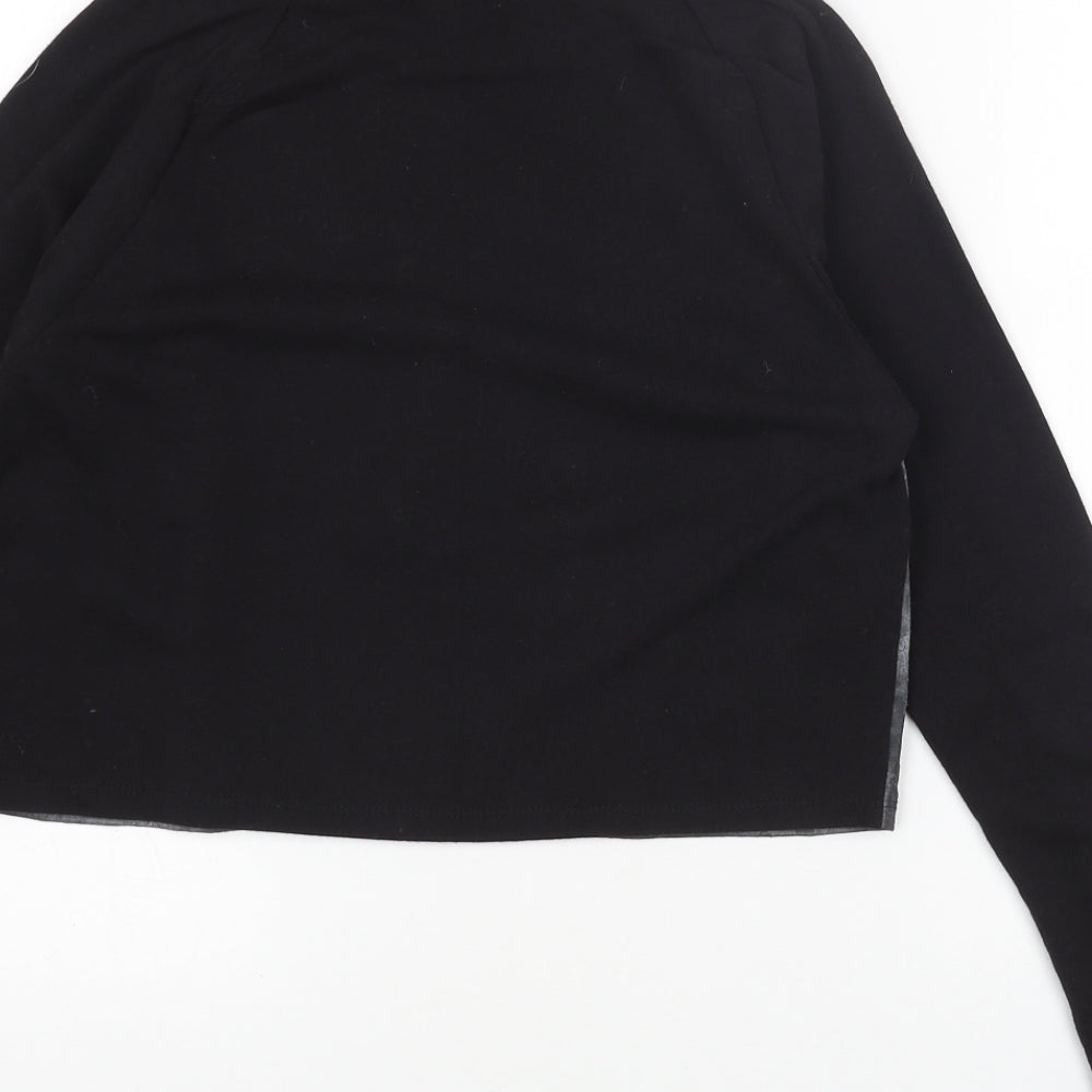 H&M Womens Black Cotton Pullover Sweatshirt Size XS Pullover - Snake Print Acid Wash Cropped