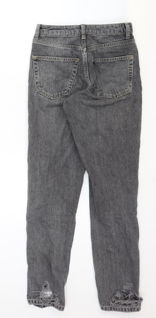 Topshop Womens Grey Cotton Straight Jeans Size 24 in Regular Zip