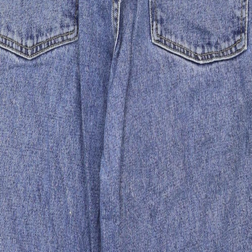 Topshop Womens Blue Cotton Straight Jeans Size 28 in Regular Zip