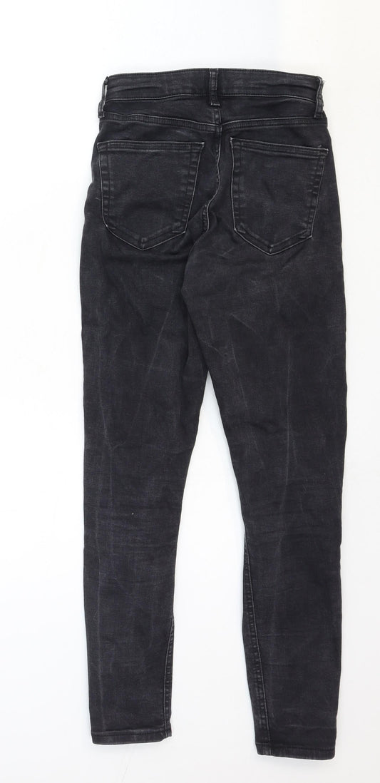 Topshop Womens Black Cotton Skinny Jeans Size 25 in Regular Zip