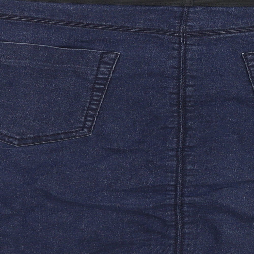Marks and Spencer Womens Blue Cotton A-Line Skirt Size 10