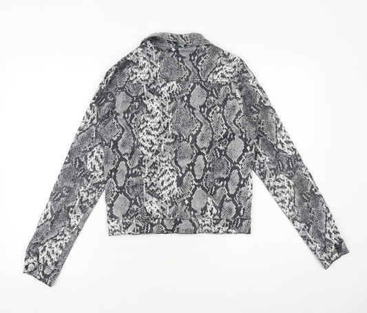 Parisian Womens Grey Animal Print Jacket Size 8 Button - Snake Pattern