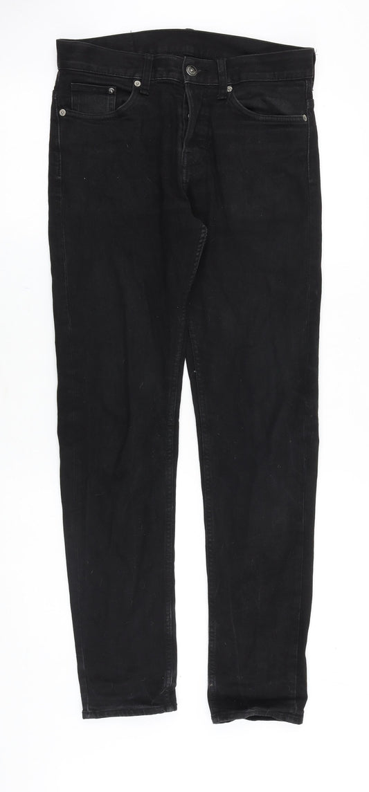 Mens UK Size 28 in &Denim Slim Fit Straight Black Jeans