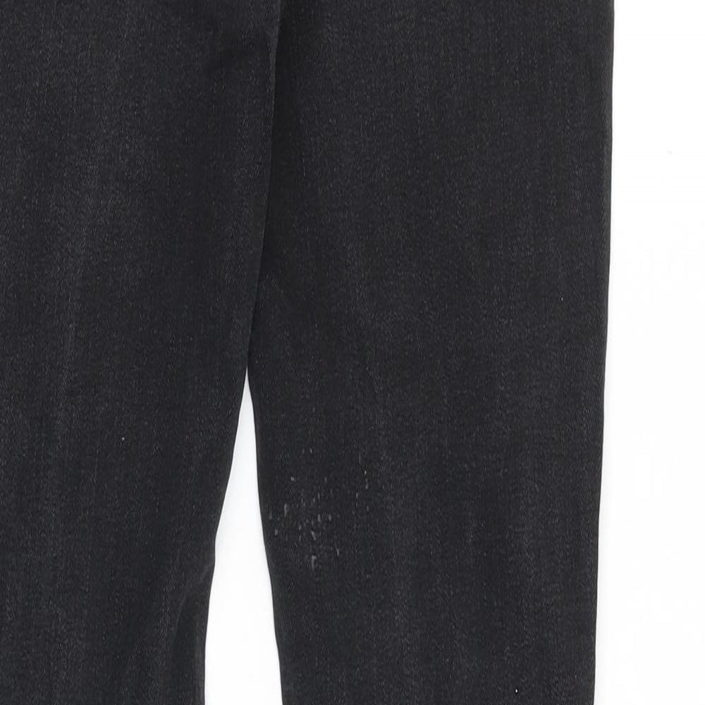 River Island Womens Black Cotton Straight Jeans Size 28 in Slim Zip