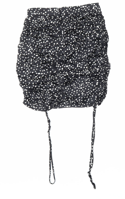 Boohoo Womens Black Geometric Polyester Mini Skirt Size 10 Zip - Drawstring