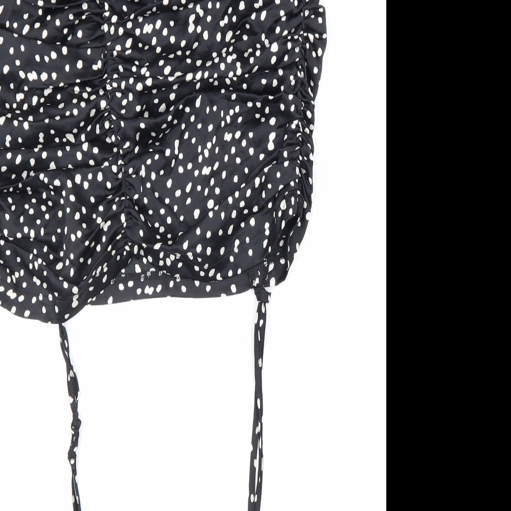 Boohoo Womens Black Geometric Polyester Mini Skirt Size 10 Zip - Drawstring