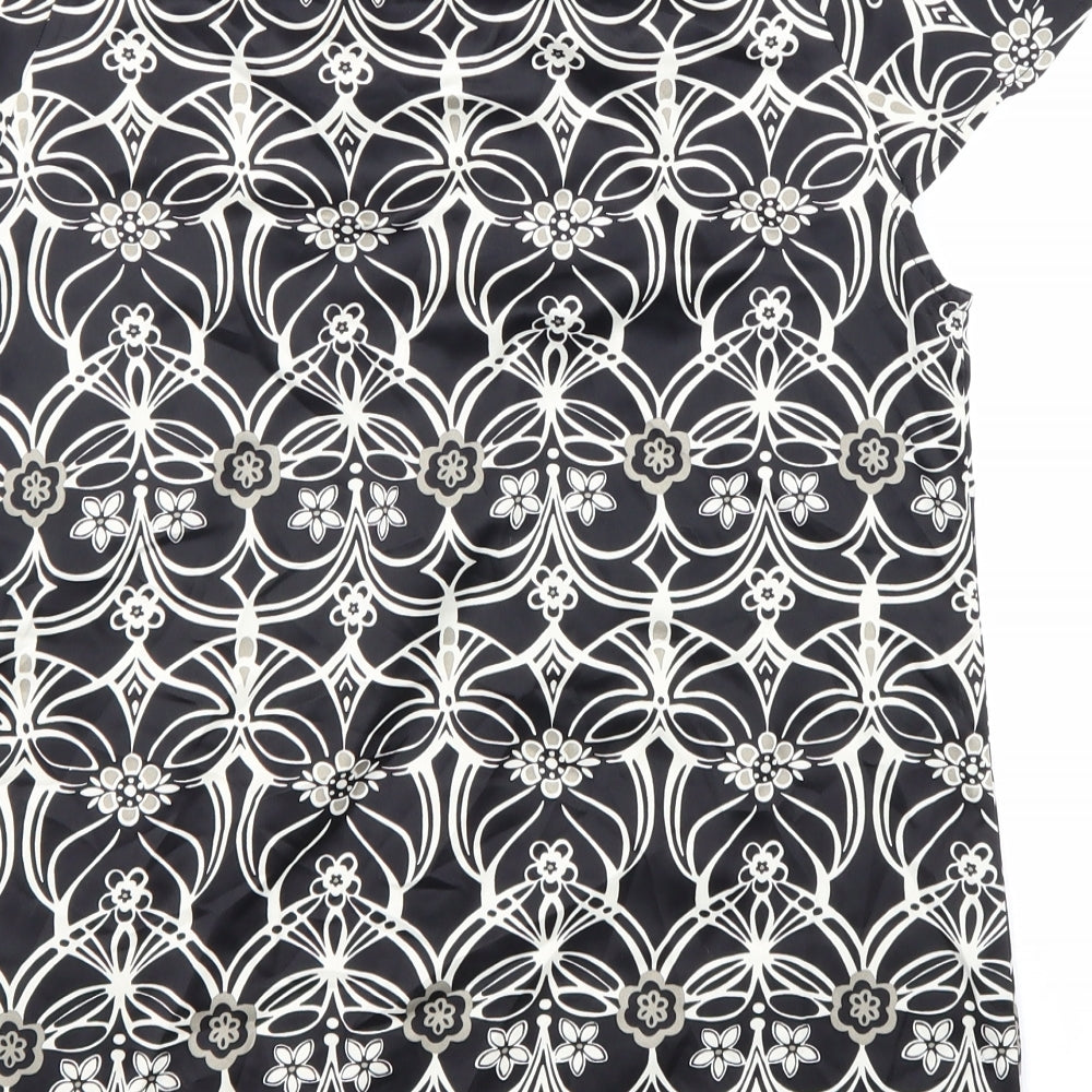 Autograph Womens Black Geometric Polyester Basic Blouse Size 12 Round Neck