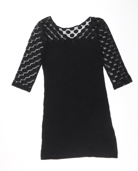 Mango Womens Black Viscose A-Line Size L Boat Neck Pullover
