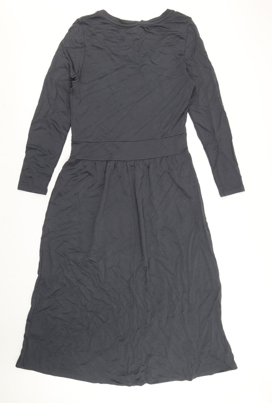 Finery Womens Grey Viscose Fit & Flare Size 12 Scoop Neck Pullover