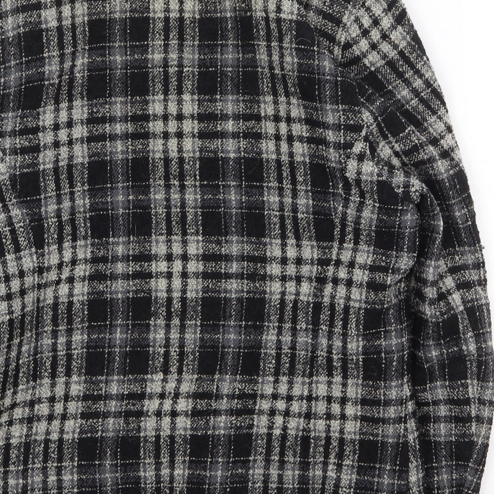 Marks and Spencer Womens Black Plaid Jacket Size 12 Button