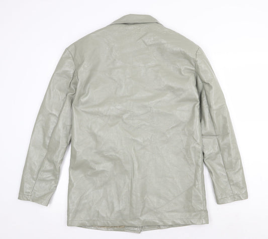 Nasty Gal Womens Green Jacket Size 8 Button - Faux Leather