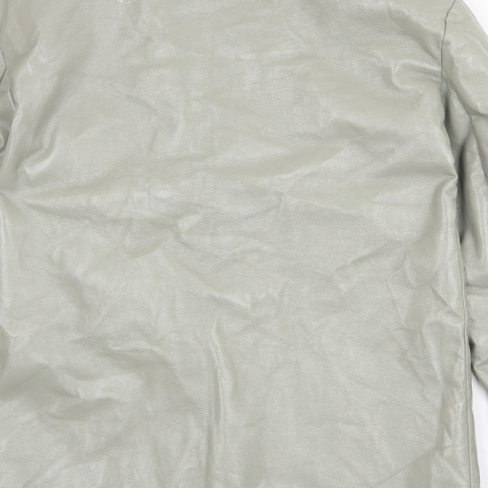 Nasty Gal Womens Green Jacket Size 8 Button - Faux Leather