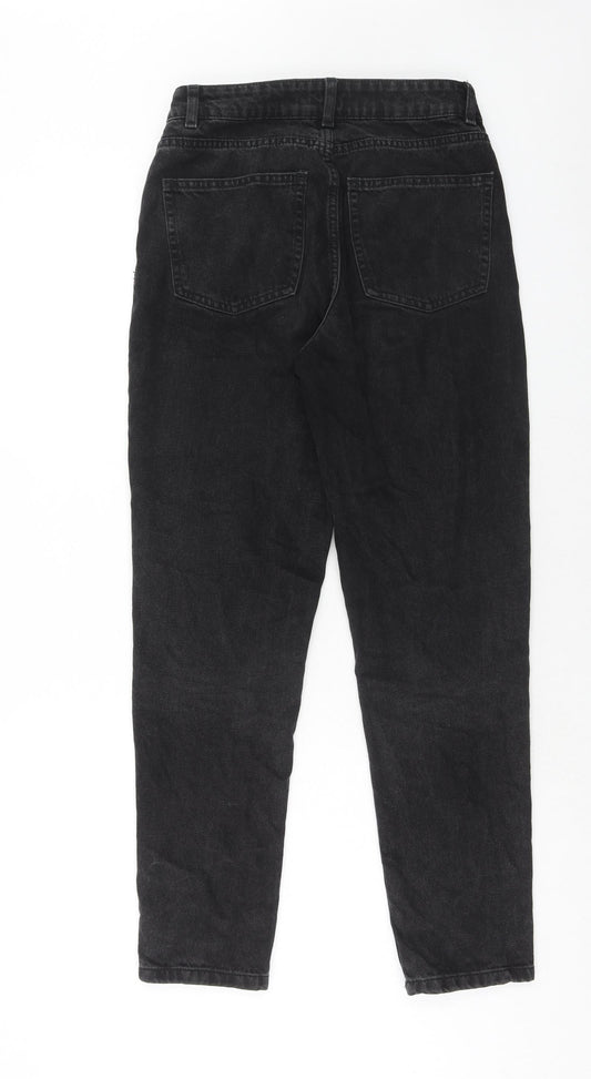 Denim & Co. Womens Black Cotton Straight Jeans Size 8 Regular Zip