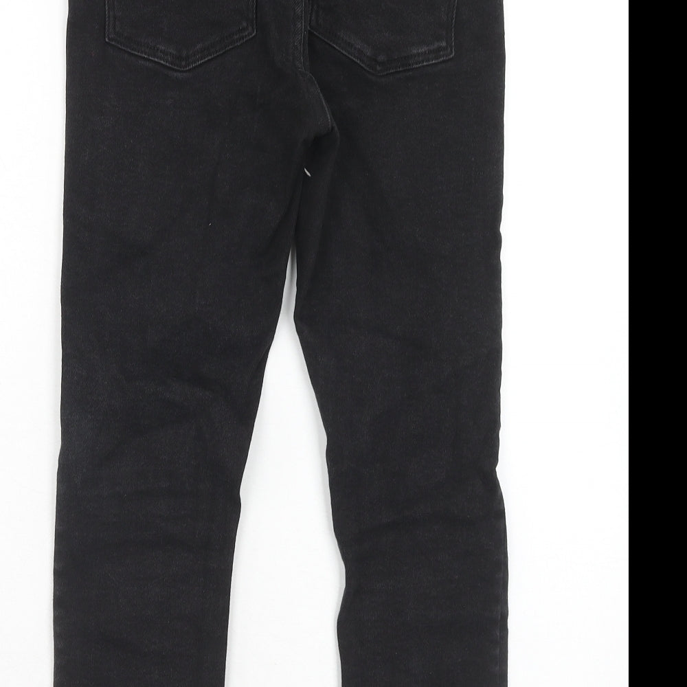 Denim & Co. Womens Black Cotton Straight Jeans Size 8 Regular Zip