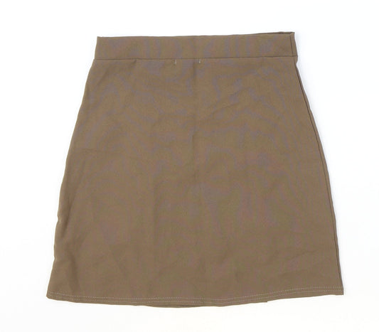 I SAW IT FIRST Womens Brown Polyester A-Line Skirt Size 8 Zip