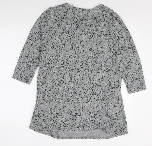 Julipa Womens Grey Geometric Polyester Jumper Dress Size 12 Scoop Neck Pullover
