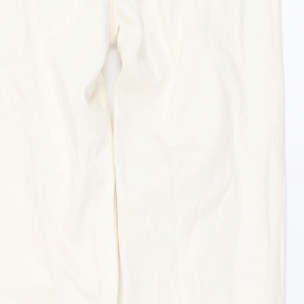 Denim & Co. Womens Beige Cotton Straight Jeans Size 12 L31 in Regular Button