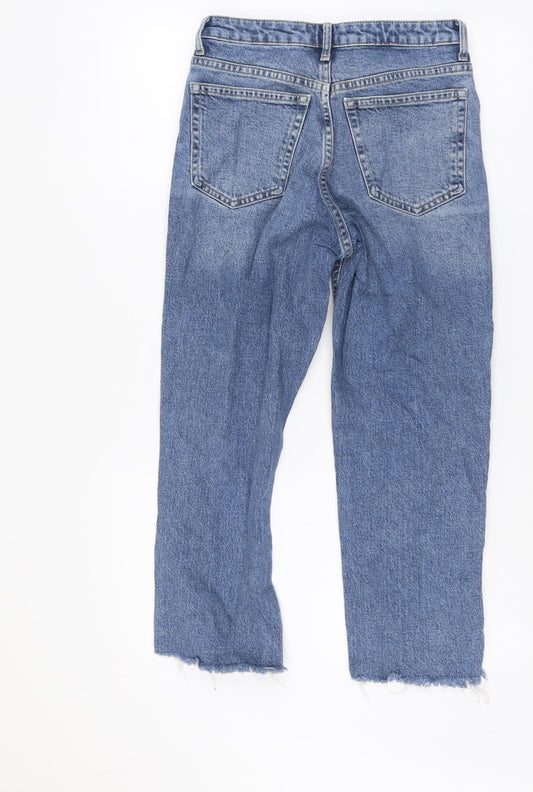 Topshop Womens Blue Cotton Straight Jeans Size 26 L24 in Regular Button