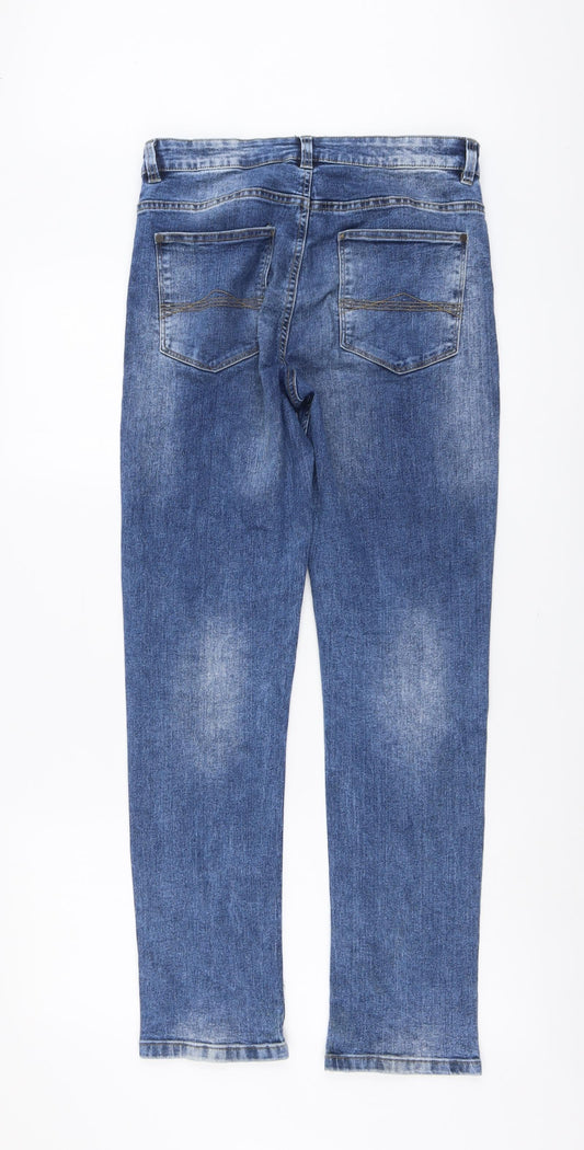 NEXT Womens Blue Cotton Straight Jeans Size 28 in L29 in Regular Button