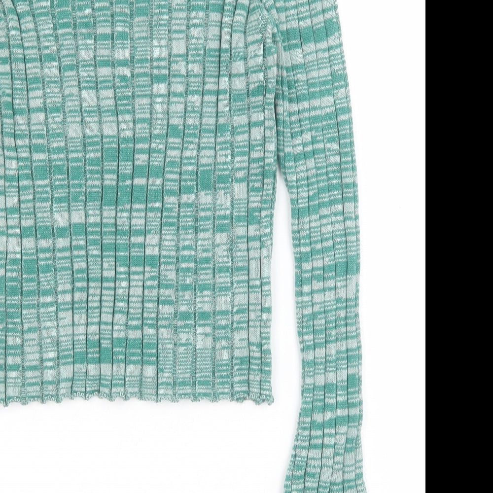 Cider Womens Green V-Neck Polyester Pullover Jumper Size S Pullover