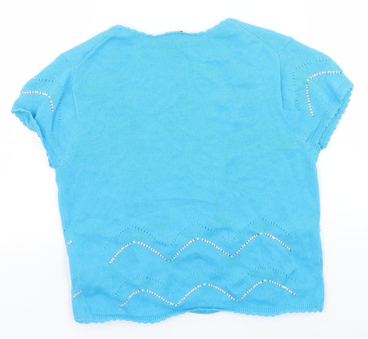 Gap Womens Blue V-Neck 100% Cotton Cardigan Jumper Size S