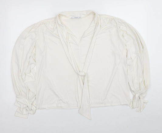 Womens UK Size M Mango White Basic Blouse