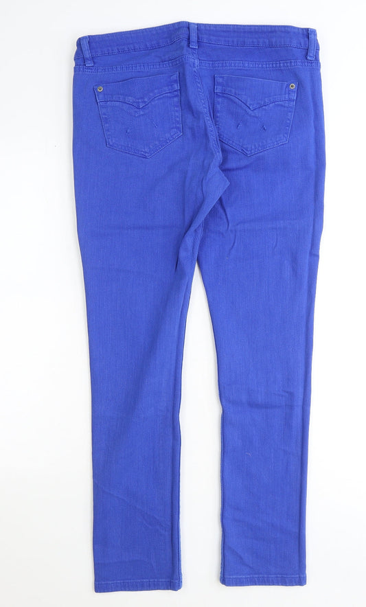 Topshop Womens Blue Cotton Skinny Jeans Size 32 in Regular Zip