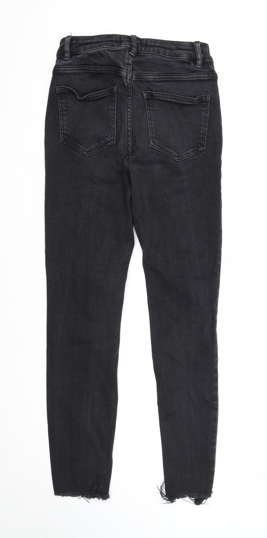 New Look Womens Black Cotton Skinny Jeans Size 10 Extra-Slim Zip