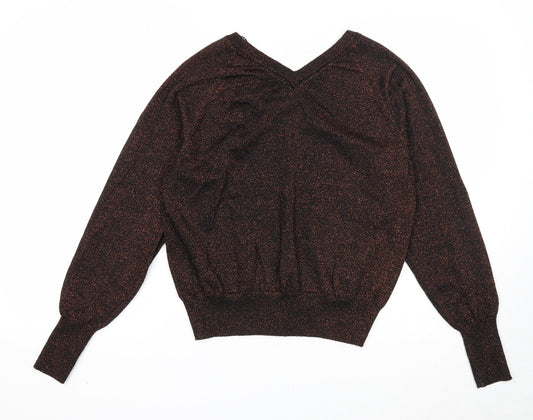 TU Womens Black V-Neck Viscose Pullover Jumper Size 10