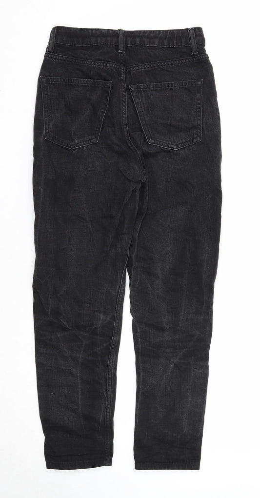 Topshop Womens Black Cotton Mom Jeans Size 26 in L30 in Regular Zip