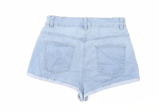 Select Womens Blue Cotton Hot Pants Shorts Size 8 Regular Zip