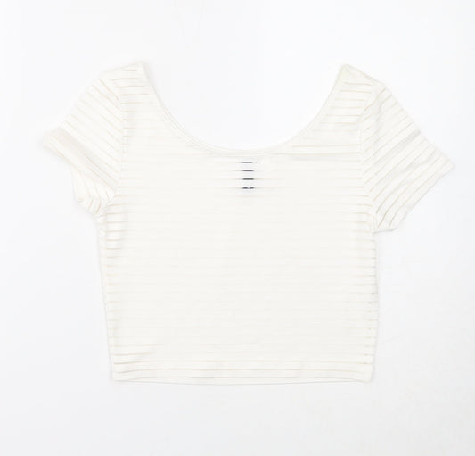 Womens UK Size S Divided White Basic T-Shirt