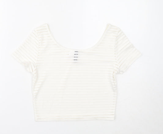 Womens UK Size S Divided White Basic T-Shirt