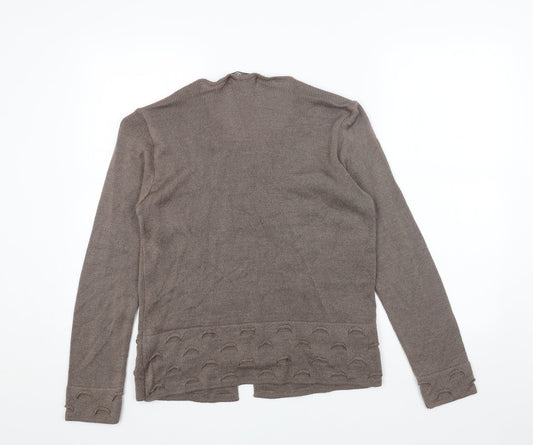 Just Elegance Womens Brown Scoop Neck Acrylic Cardigan Jumper Size M - 2 Piece