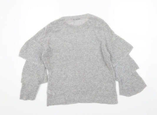 George Womens Grey Round Neck Acrylic Pullover Jumper Size 10