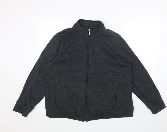 Bonmarché Womens Grey Cotton Full Zip Sweatshirt Size L Zip - Pockets High Neck